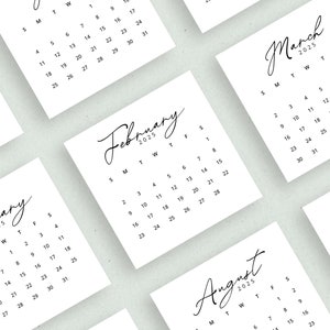 Mini calendrier 2025 3 x 3 pouces Petite carte de calendrier 2025 Calendrier 2025 carré à imprimer, élégant calendrier DIY 3 x 3 Bullet Journal, planificateur