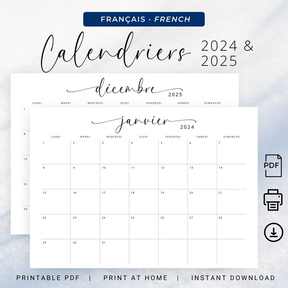 2024 Calendrier 2024 French Calendar Landscape 2024 Yearly 