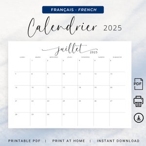 Calendrier 2025 Calendrier Français 2025 Planificateur Imprimable 2025 Calendario francese 2025 Planner francese STAMPABILE Planner per ufficio francese