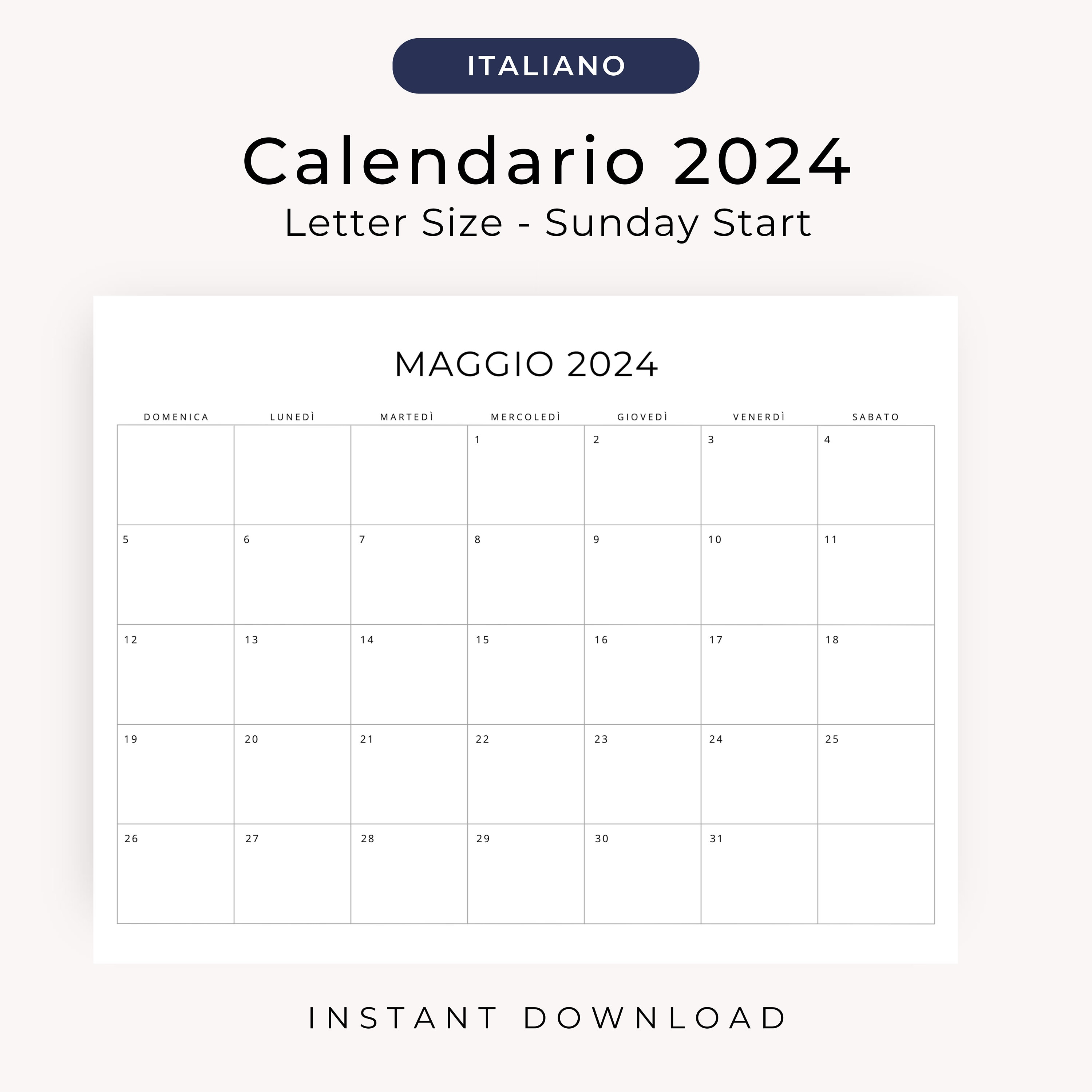 Calendario 2024 & 2025 Calendario in Italiano Stampabile 2024 2025 PRINTABLE Italian Monthly
