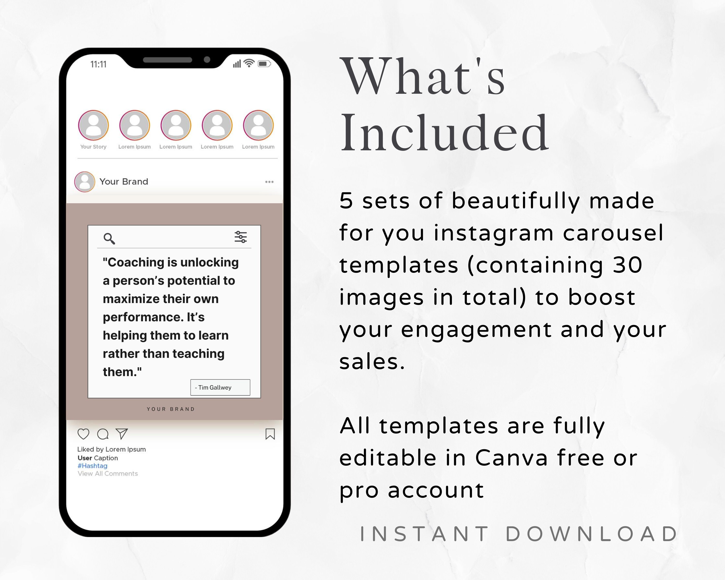 Instagram Seamless Carousel Post for Business Coach IG Post Canva ...