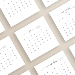 2026 Minikalender 3x3 2026 Kleiner Kalender 2026 Quadratischer Kalender Printable Minikalender 2026 Eleganter Kalender Karte 3x3 Zoll Kompaktkalender