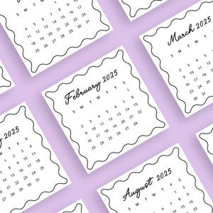 Mini calendario 2025 de 3 x 3 pulgadas Calendario pequeño 2025 Calendario de escritorio imprimible 2025 Diario Planificador Insertar PDF Calendario mensual de moda Caprichoso