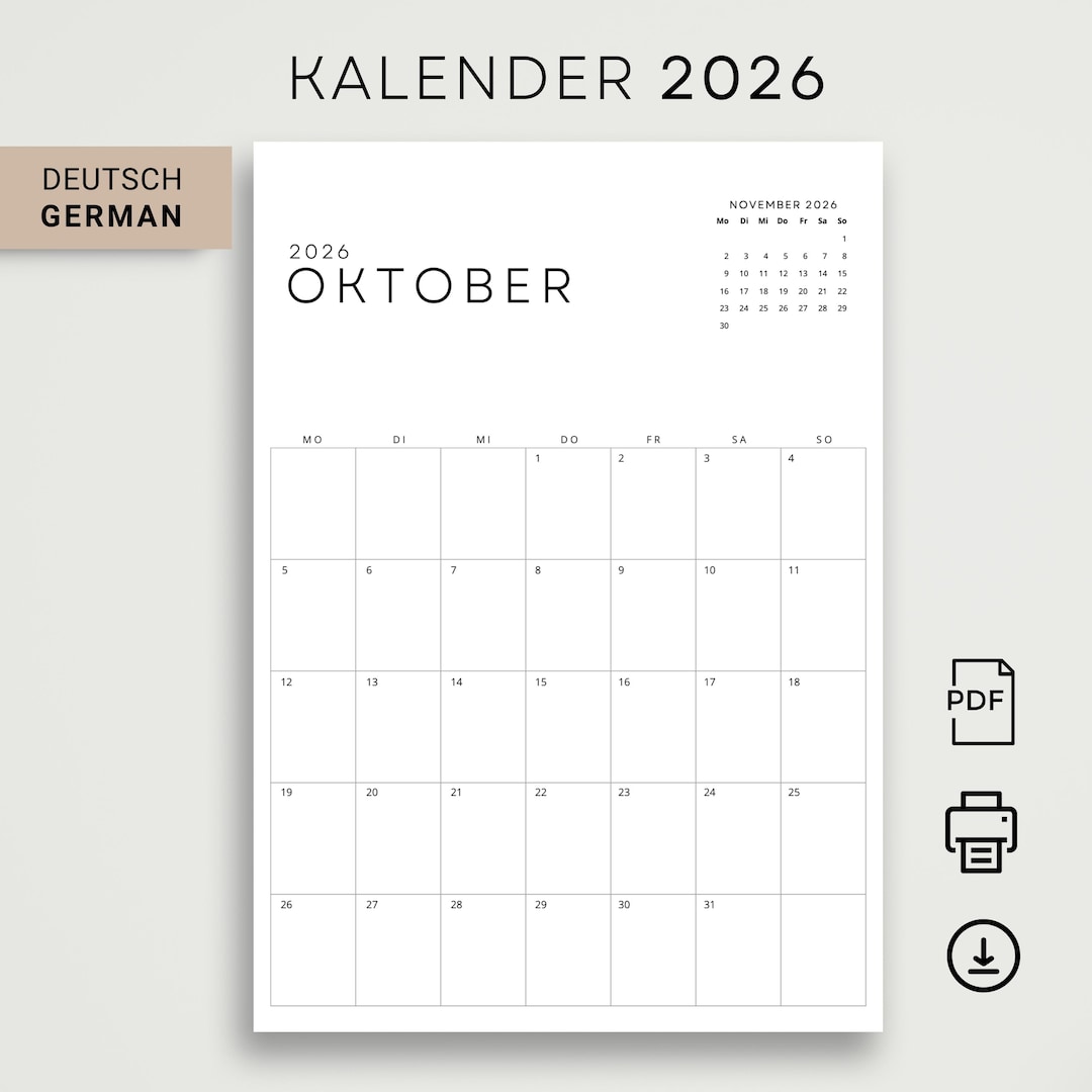  Foto zu Kalender 2026 Kalender Deutsch 2026 Calendar in German With Next Month 