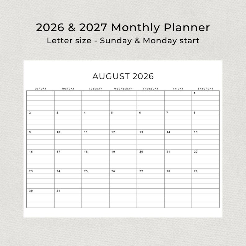 2026 2027 Calendar With Lines 2026-2027 Planner Lined Printable PDF ...