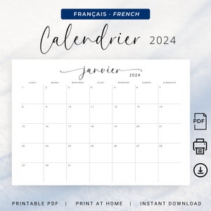 calendrier dans français pour 2024. le la semaine départs de lundi