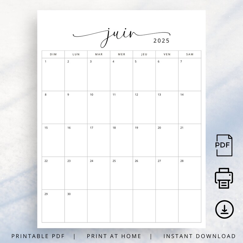 Calendrier 2025 Calendrier Français Imprimable Planificateur 2025