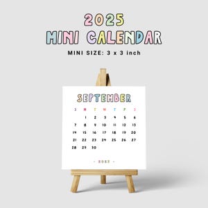2025 3x3 Mini Calendar 2025 Planner Insert Small 3x3 Calendar Handwritten Printable PDF Sunday & Monday Start DIY Calendar Cute Journal 2025