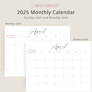 2025 Monthly Calendar 2025 Printable Calendar Landscape Planner 2025 ...