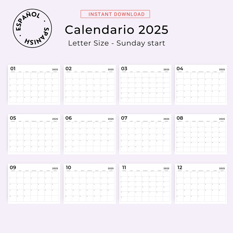 Calendarios 2024 2025 Calendario En Español 2024 2025 Calendar Etsy