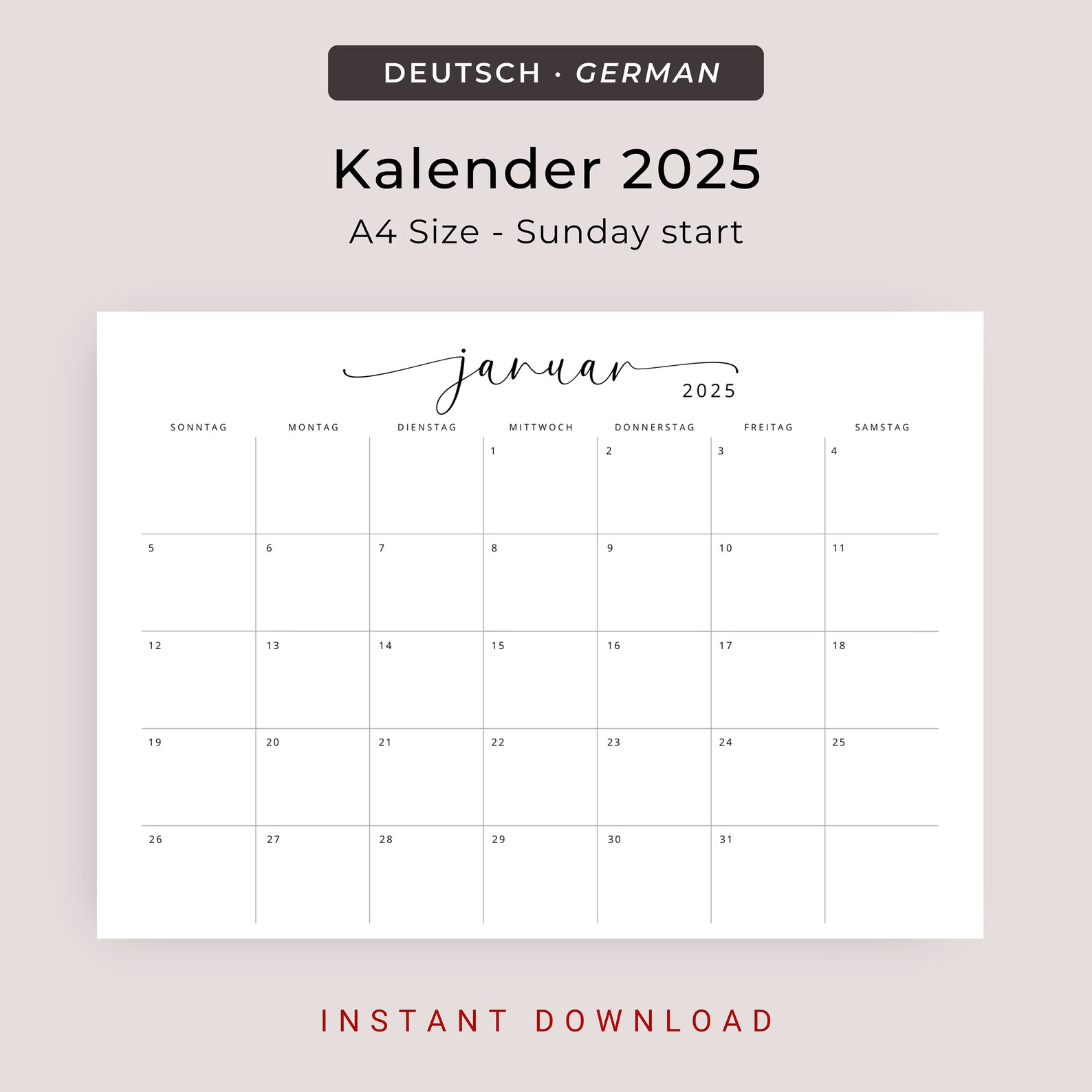  Kalender 2025 Kalender Deutsch 2025 Kalender Download Und Ausdrucken Bildidee 
