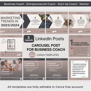 LinkedIn Carousel Post for Business Coach Canva Templates LinkedIn Business Coaching Business Consulting LinkedIn Post Content Marketing