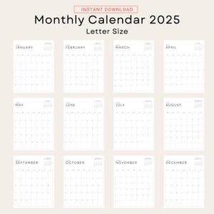 2025 Planner 2025 Monthly Calendar With Next Month Minimal Vertical ...
