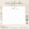 2026 Calendar 2026 Monthly Planner Landscape Elegant Monthly Calendar Sunday Start Monday Start 2026 Wall Calendar Monthly PRINTABLE PDF product logo