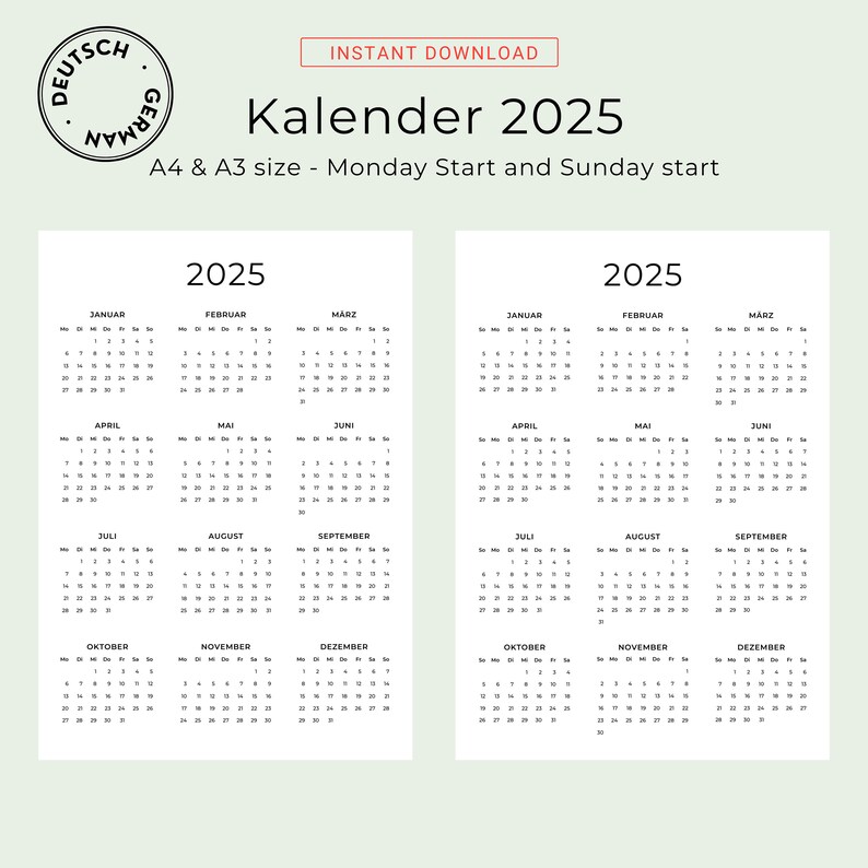 Kalender 2024 2025 2026 Kalender Deutsch Yearly Calendar 20242026