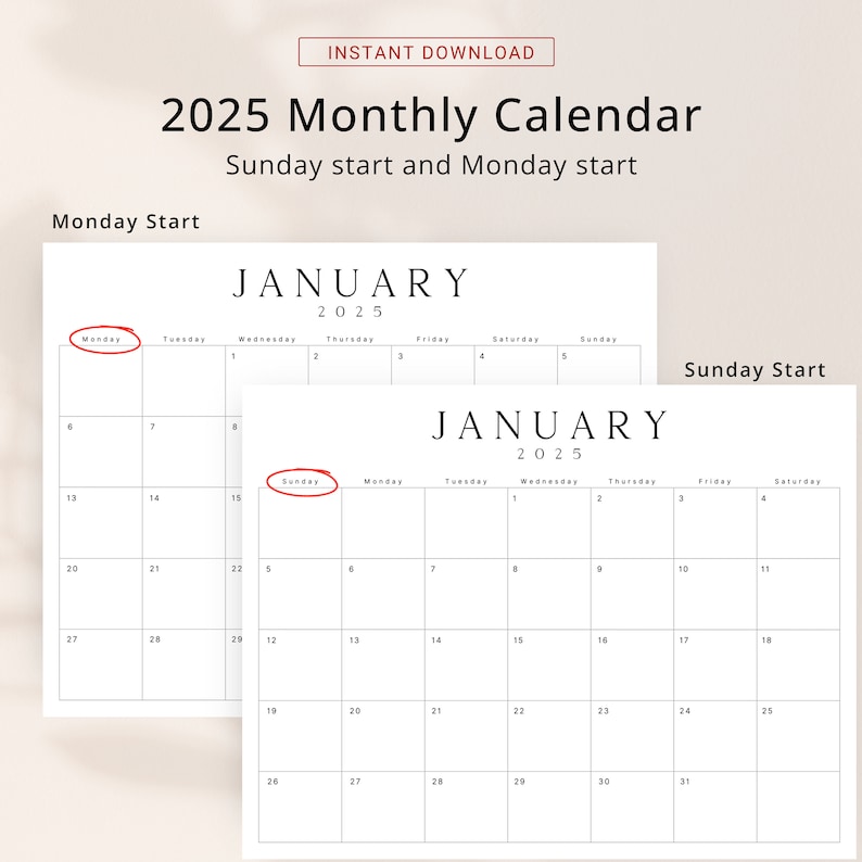2025 Minimalist Calendar 2025 Planner Landscape 2025 Calendar LUXE ...