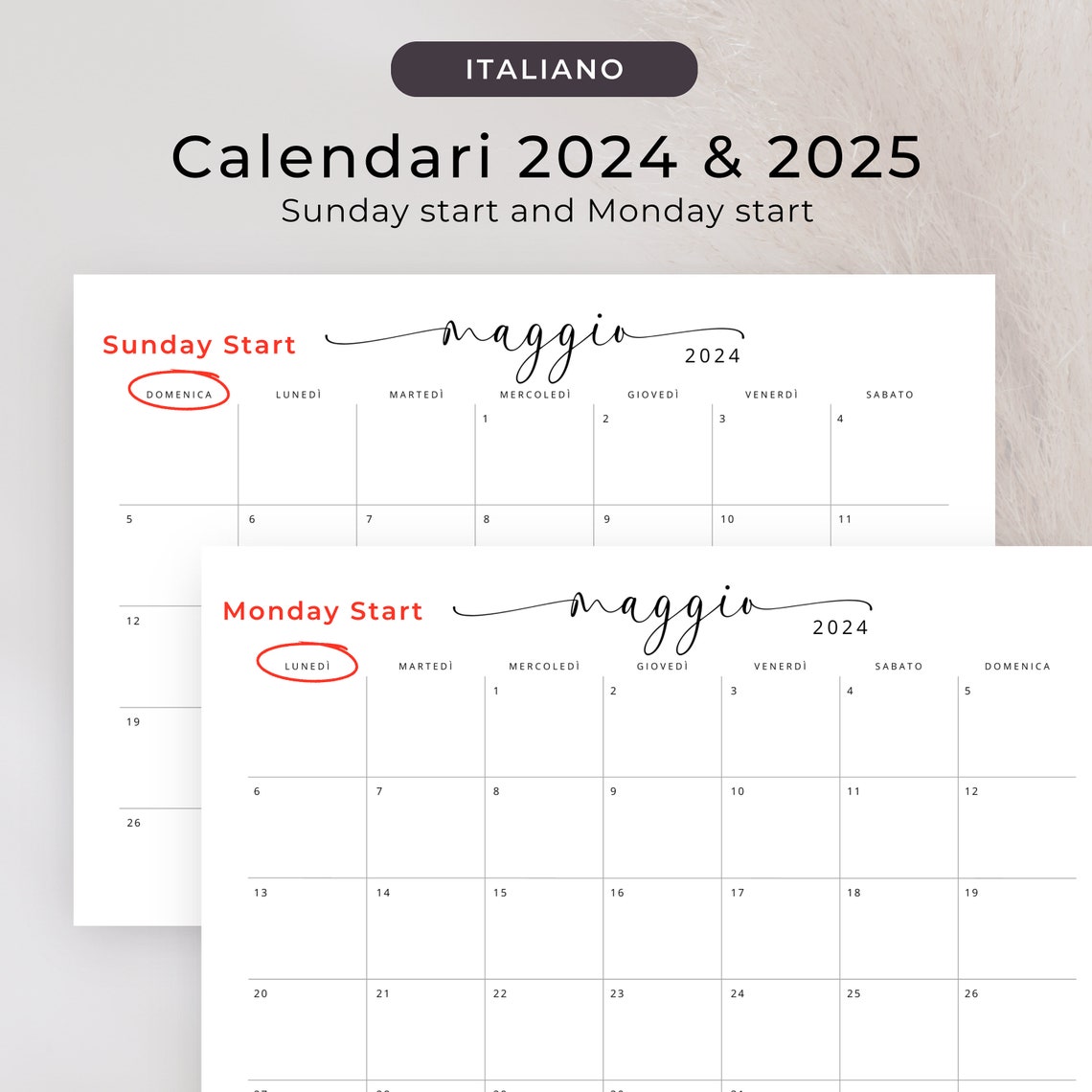 Calendario 2024 2025 Calendari in Italiano Stampabile 2024 2025 Italian