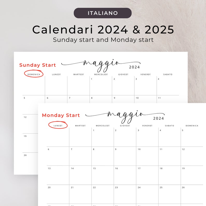 Calendario 2024 2025 Calendari in Italiano Stampabile 2024 Etsy New