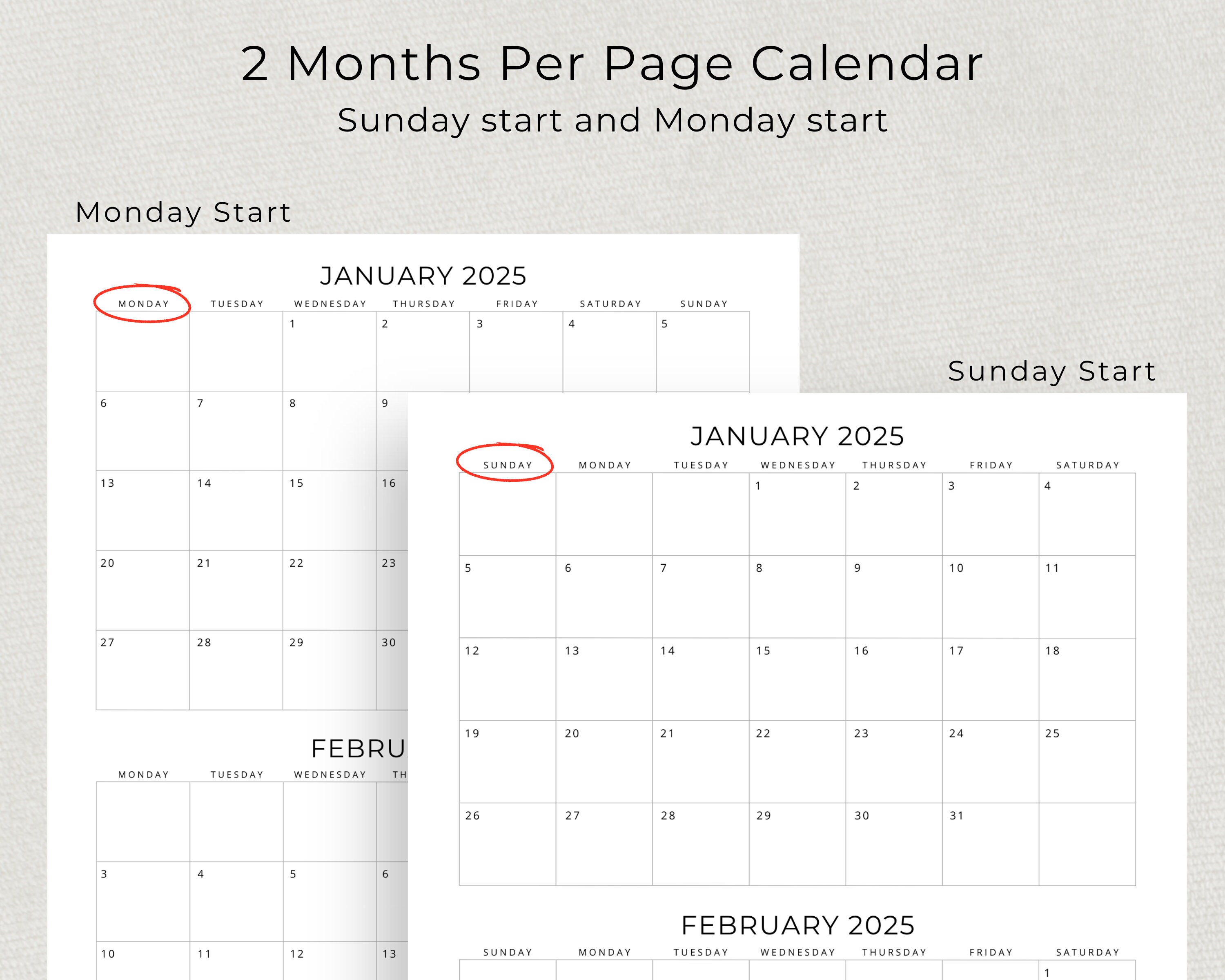 10 Year Calendar 2024 to 2033 Monthly Planner PDF 2 Months per Etsy