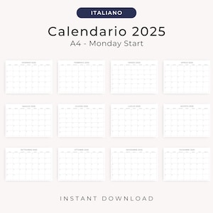 2025 Calendario 2025 Calendario in Italiano 2025 Stampabile Italian Calendar 2025 PDF Monthly Planner in Italian Monthly Calendar PRINTABLE