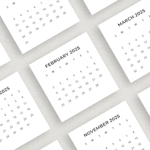 Minimalistischer Minikalender 2025 Minikalender 2025 Kleiner Kalender 3x3 Zoll Kalender Quadrat 2025 Taschenkalender Druckbarer Kalender Tiny Kalender