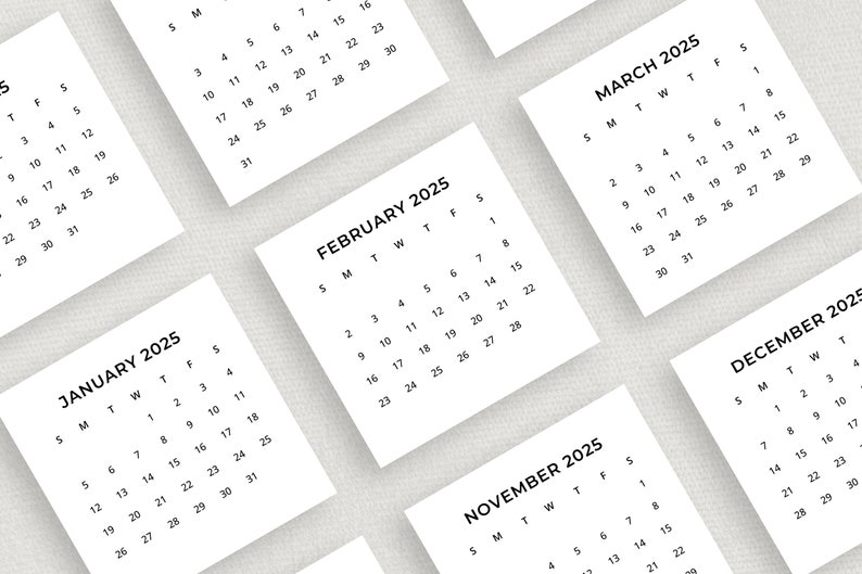 Minimal Mini Calendar 2025 Mini Calendar 2025 Small Calendar 3x3 Inch Calendar Square 2025