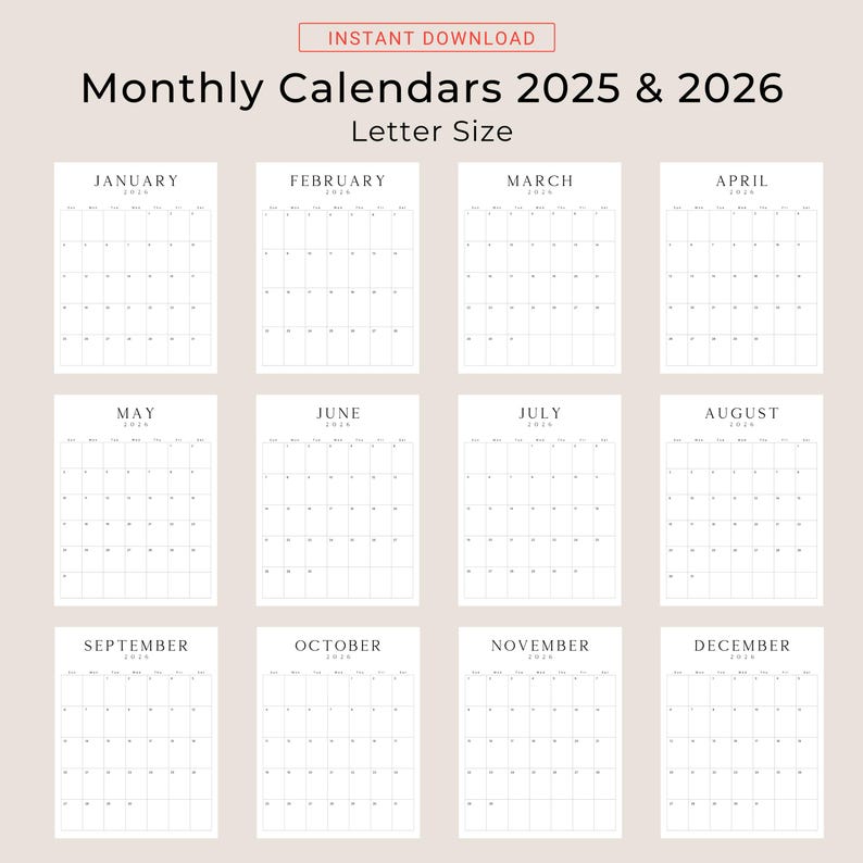 2025 2026 Desk Calendar 20252026 Planner Monthly Portrait Wall