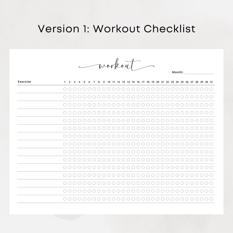 Workout Checklist Printable Daily Workout Routine Tracker Gym Log
