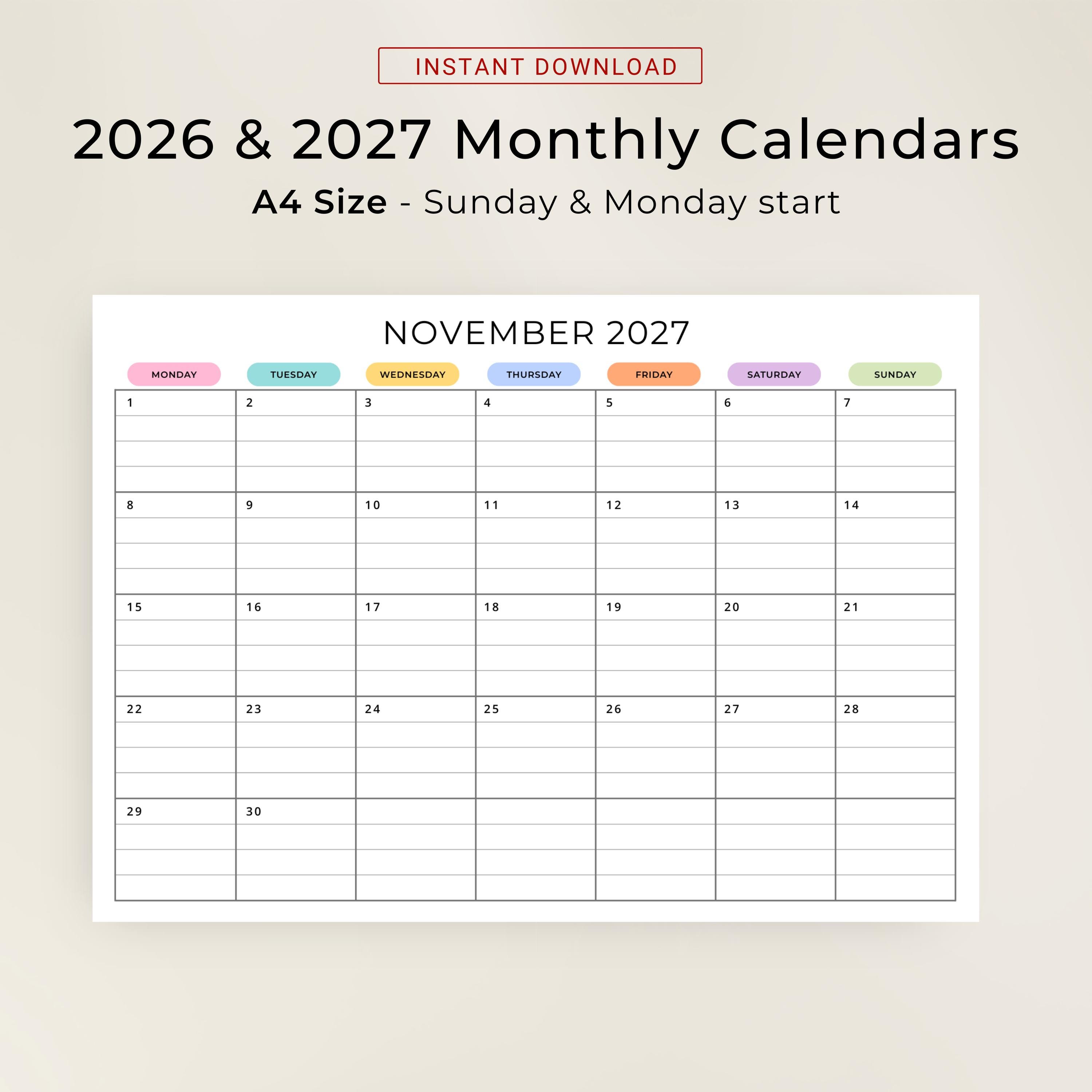 2026 2027 Monthly Calendar With Lines PRINTABLE PDF 2026 2027 Planner ...