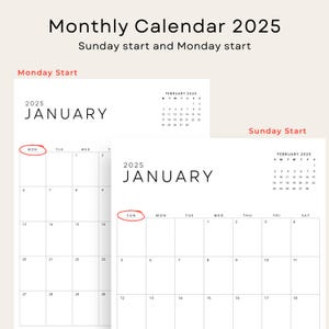 2025 Planner 2025 Monthly Calendar With Next Month Minimal Vertical ...