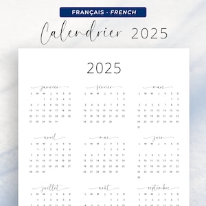 Calendrier 2025 Calendrier Français 2025 Calendrier Annuel 2025 Calendario en Francés Calendario Anual Calendario Francés IMPRIMIBLE A3 A4 Carta