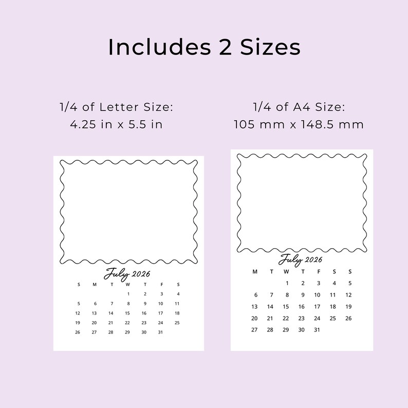 2026 Mini Calendar With Wavy Frame 2026 Desk Small Calendar 2026 DIY ...