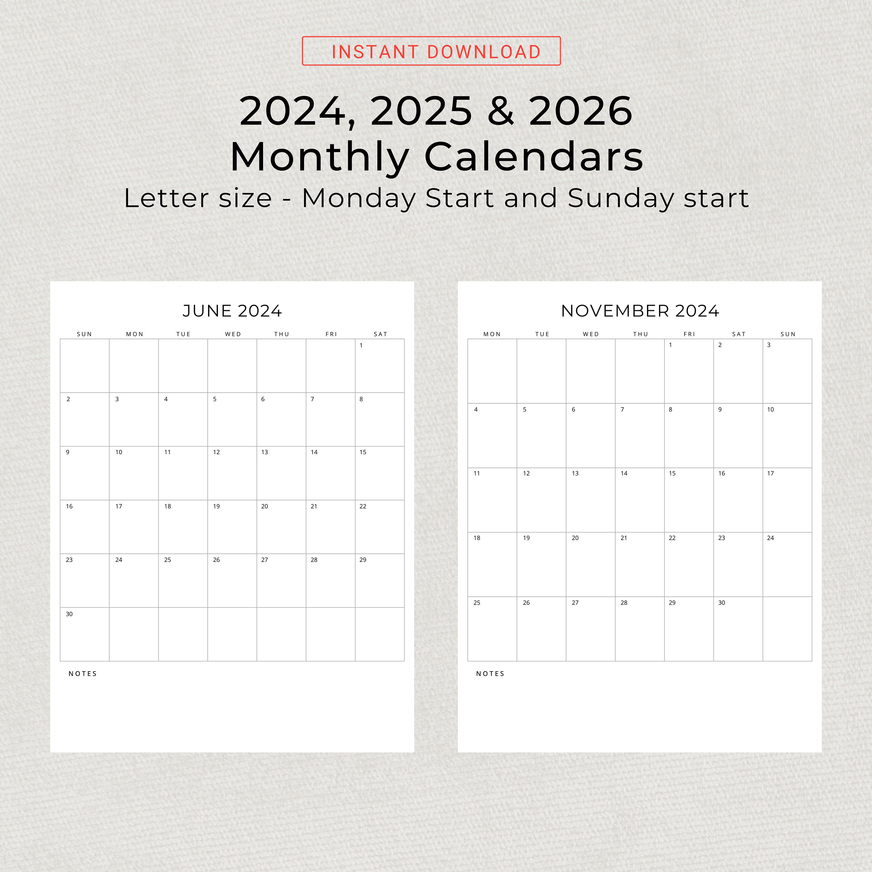 2024 2025 2026 Monthly Planner Vertical 2024 2025 2026 Monthly Calendar