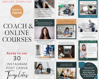 30 Coach en online cursusmaker Instagram-post Canva-sjabloon Cursusmaker Sociale media Online cursus Sociale media-postsjabloon Insta