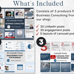 BUNDLE Business Consulting LinkedIn Canva Templates Business Consultant LinkedIn Engagement Post Carousel Post Business LinkedIn Template