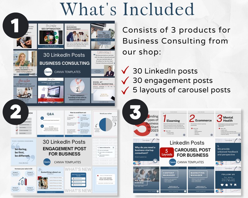 BUNDLE Business Consulting LinkedIn Canva Templates Business Consultant LinkedIn Engagement Post Carousel Post Business LinkedIn Template