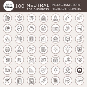 100 Neutral Instagram Story Highlight Covers for Business Clean Simple Line Canva Instagram Highlight Icon Business Insta Highlight Cover