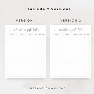 Christmas Gift List Printable Christmas Shopping List Xmas To Buy List Gift Checklist Minimalist Shopping Planner PDF Elegant A4 Letter Size