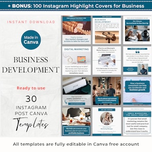 30 Business Development Instagram Post Canva Templates Business Consulting Business Consultant Social Media Feed Business Coach Biz Mentor