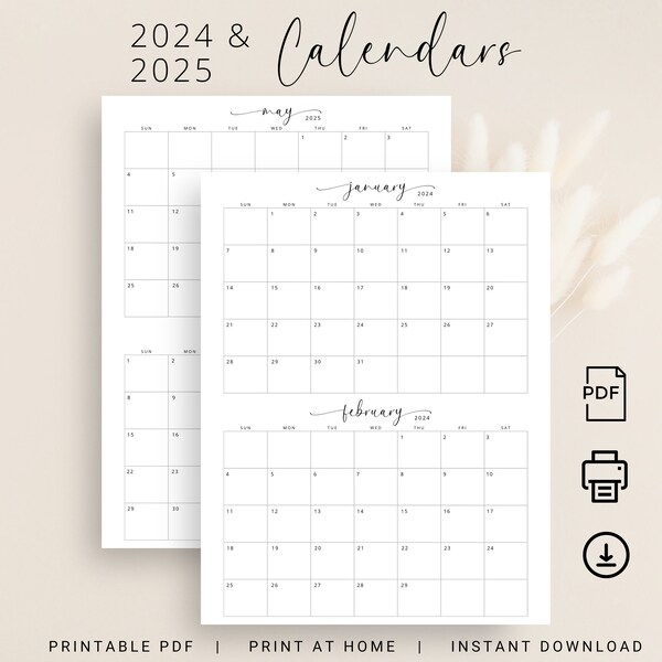 Printable 2025 Month on 2 Page Monday Start Etsy