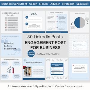 30 Engagement Post for Business LinkedIn Post Canva Templates Business Consultancy LinkedIn Marketing Business Coaching LinkedIn Template