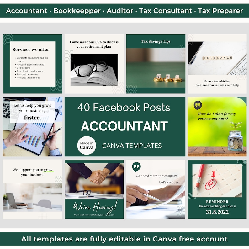 40 Accountant Facebook Post Canva Template Accountant CPA Facebook Page ...