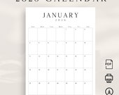 2026 Printable Calendar 2026 Planner Vertical Calendar Portrait LUXE Monthly Calendar A4 Letter Size Sunday & Monday Start 2026 Calendar PDF