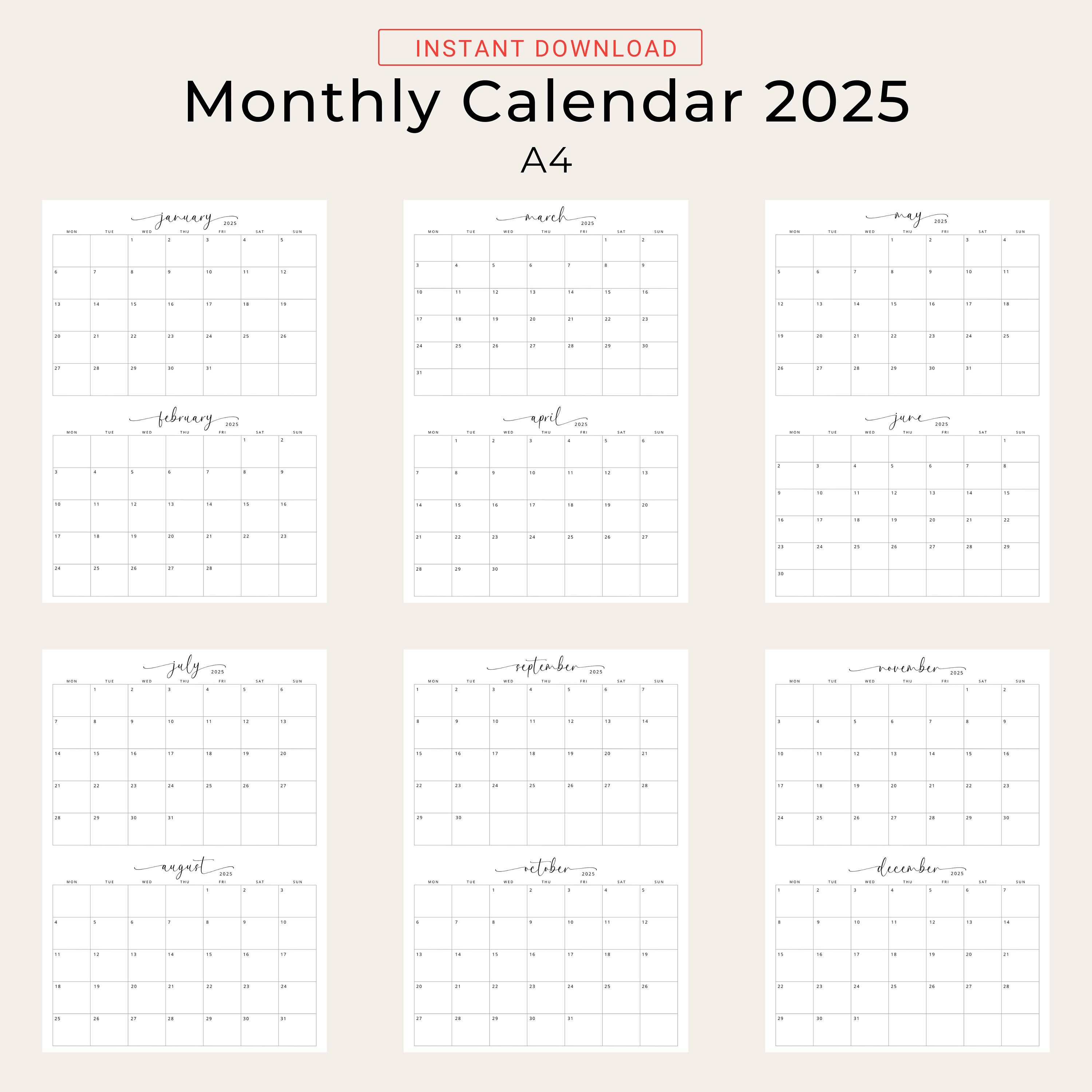 2025 Calendar 2 Months per Page Calendar 2025 Planner Wall Calendar Two