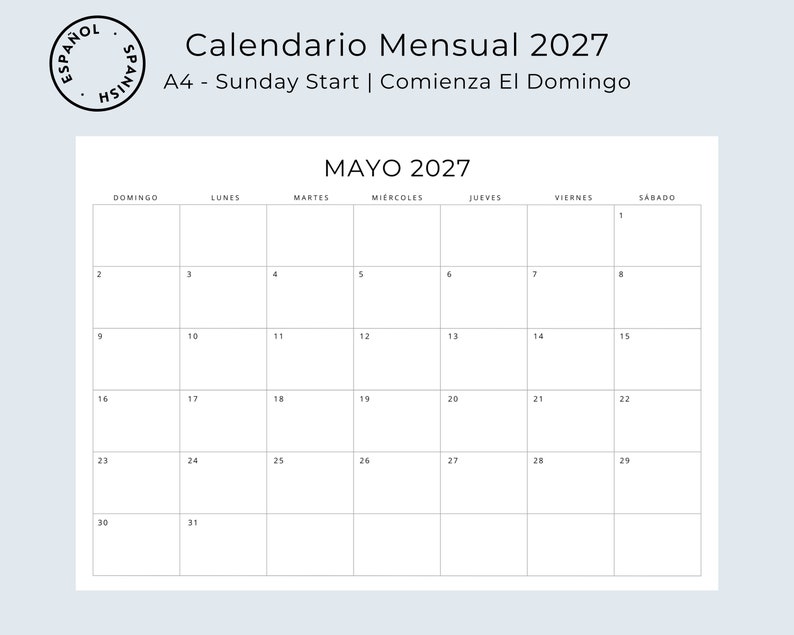 Calendario de 2024 a 2028 5 Years Monthly Planner Calendario Mensual 5 Años Planificadores 5 Years Calendar Minimal 2024-2028 Printable PDF