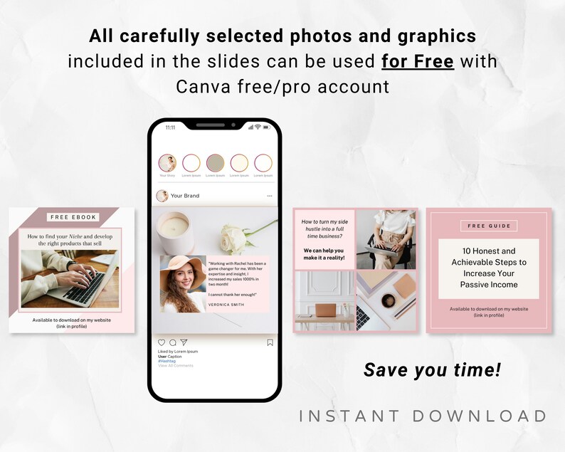 30 Business Coach Instagram Post Canva Templates Business Coaching Pink ...
