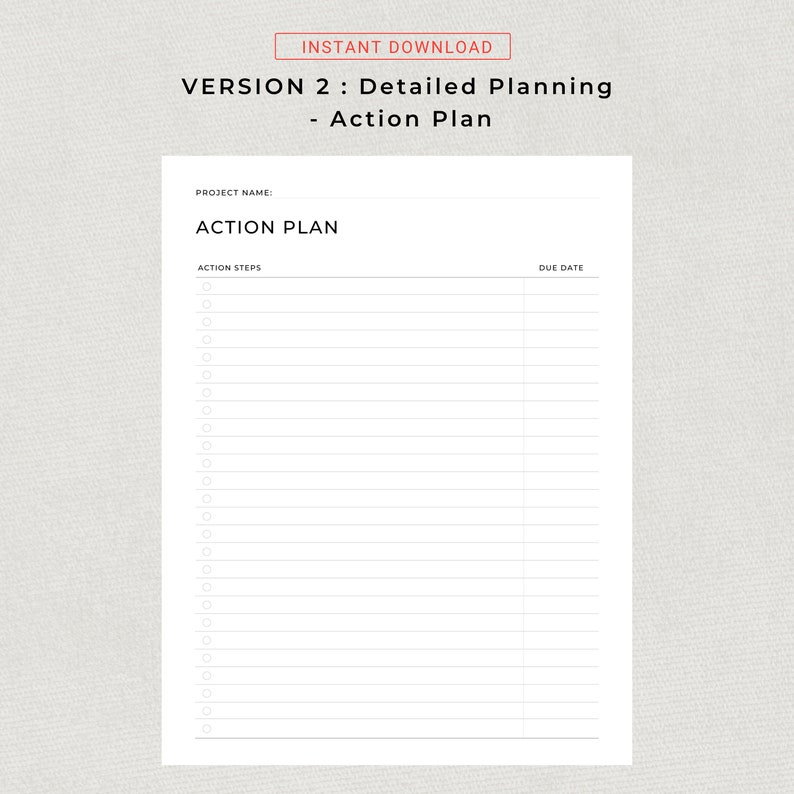 Project Planner Printable Productivity Planner Personal Project Planning Work Planning A4 US Letter Size Project Management Project Tracker