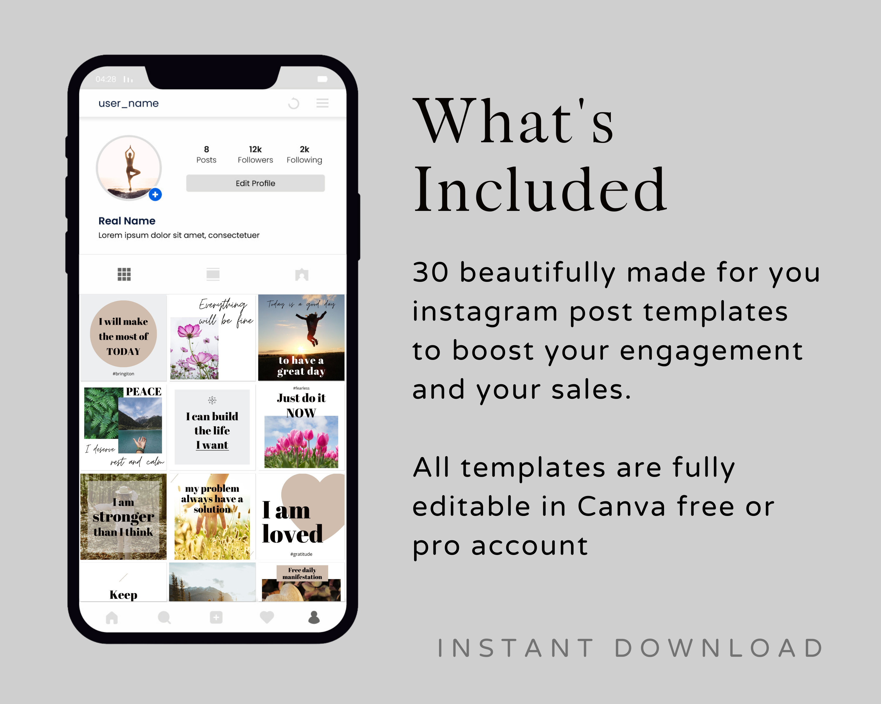 30 Mindset Coach Instagram Post Canva Templates Life Coach Social Media ...