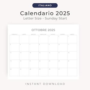 2025 Calendario 2025 Calendario in Italiano 2025 Stampabile Italian Calendar 2025 PDF Monthly Planner in Italian Monthly Calendar PRINTABLE