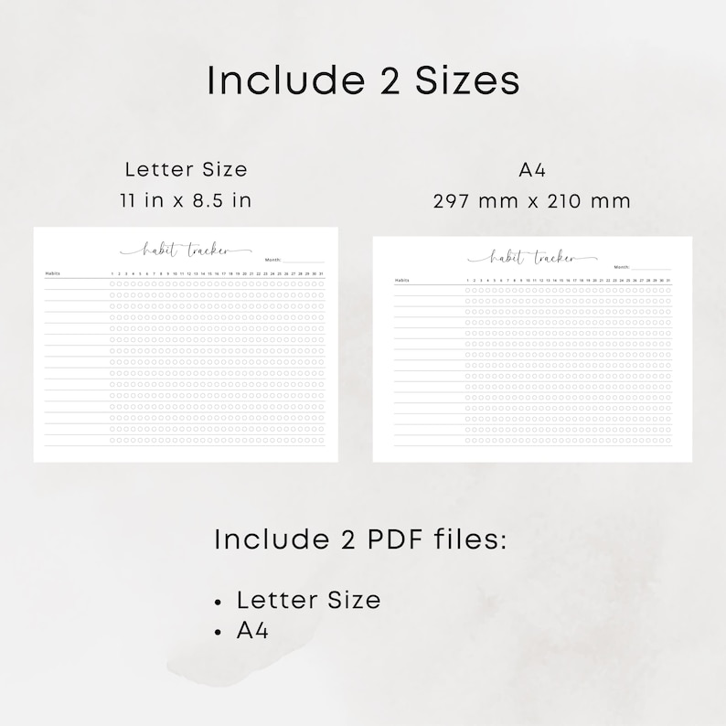 Habit Tracker Printable PDF Monthly Habit Tracker Landscape Routine Tracker 30 Day Tracker Blank  Tracker A4 Letter Elegant Instant Download